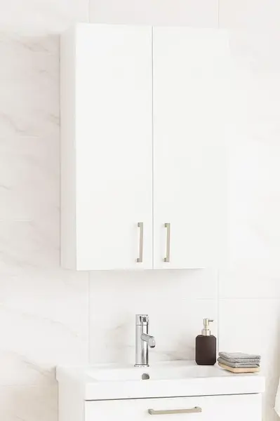 Dulap baie suspendat PROFI, 2 usi, montat, alb, 45x21.5x68 cm