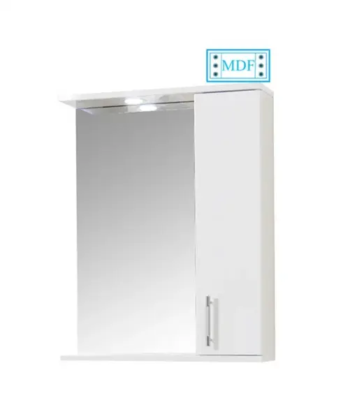 Dulap baie suspendat seria 020 cu oglinda, front MDF, alb, 55x71 cm