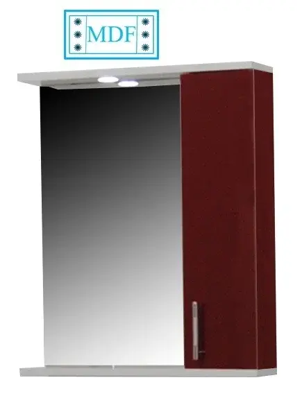 Dulap baie suspendat seria 020 cu oglinda, front MDF, montat, bordo, 60x71 cm