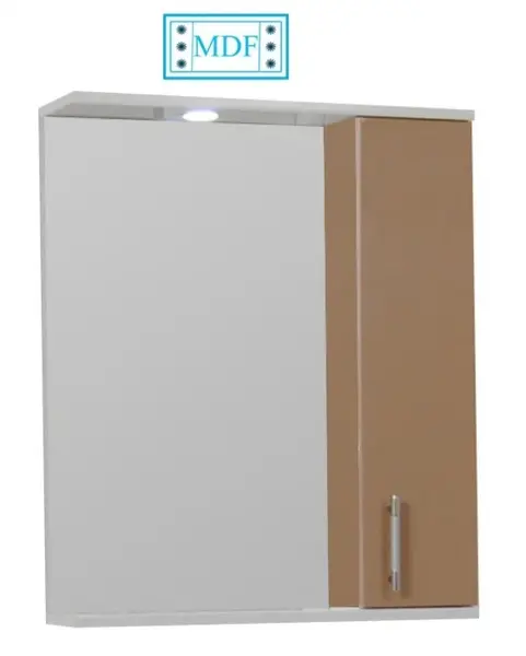 Dulap baie suspendat seria 020 cu oglinda, front MDF, montat, cappuccino, 65x71 cm