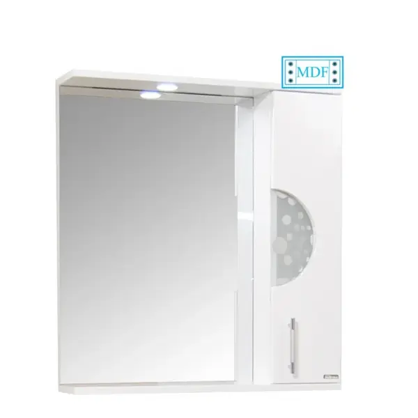 Dulap baie suspendat seria 178 cu oglinda, front MDF, montat, alb, 65x71 cm