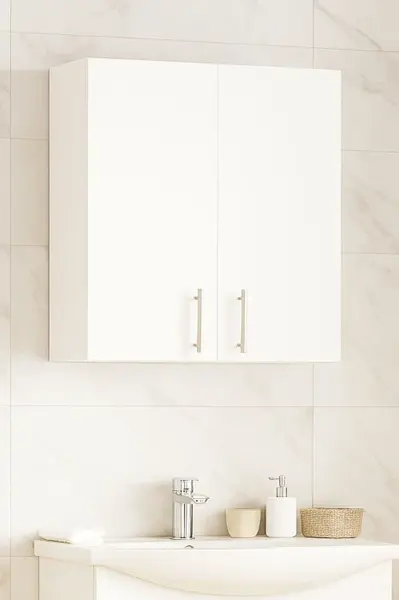 Dulap baie suspendat VERONA, front MDF, 2 usi, alb, 70x21.5x68 cm