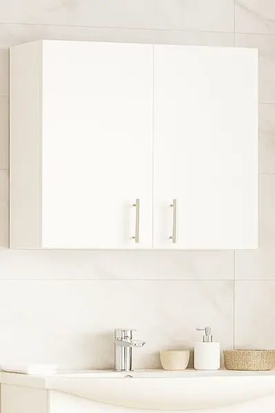 Dulap baie suspendat VERONA, front MDF, 2 usi, alb, 80x21.5x68 cm
