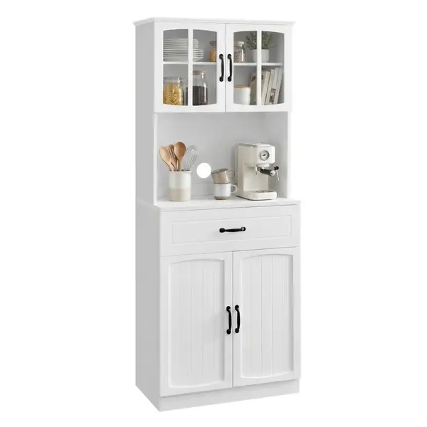 Dulap bucatarie cu vitrina, Helan-old, Vasagle, Alb, 73x41.5x179.8 cm