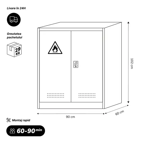 Dulap chimic jos pentru substante chimice BHP, gri-galben, 1000x1040x400 mm: IRENE Dulap chimic jos pentru substanțe chimice BHP, gri-galben, 1000x1040x400 mm: IRENE