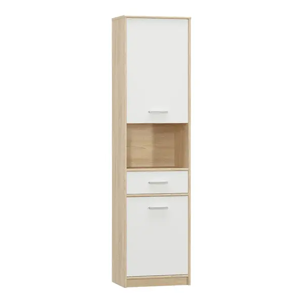 Dulap coloana Letto din stejar, alb mat, 50x34x195 cm
