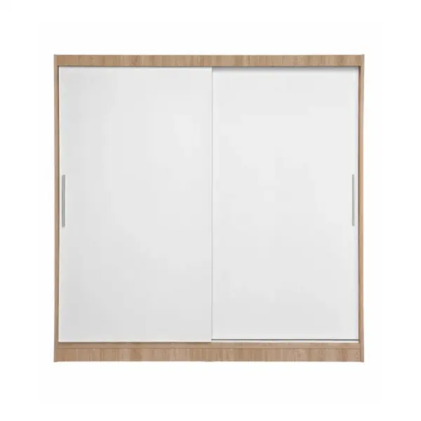 Dulap CORFU 01, usi glisante, corp sonoma + usi alb, 200x60x200 cm
