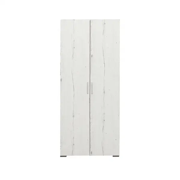 Dulap CORINNE, 2 usi, 1 raft, bara de haine, alb Elvetia, 80x50x188 cm