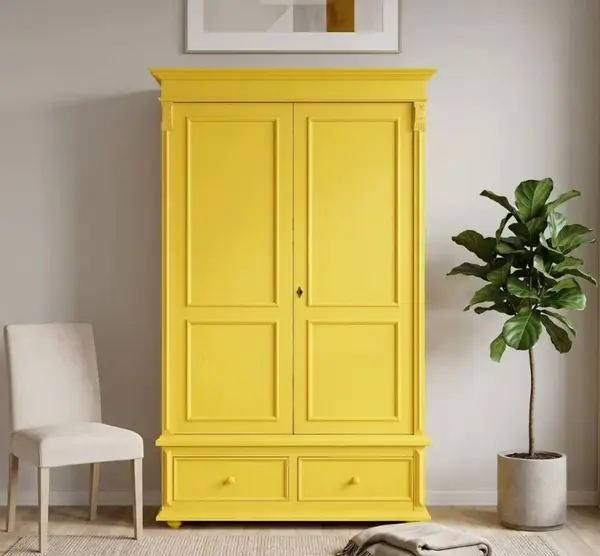 Dulap cu 2 usi si 2 sertare cu finisaj Bright Yellow