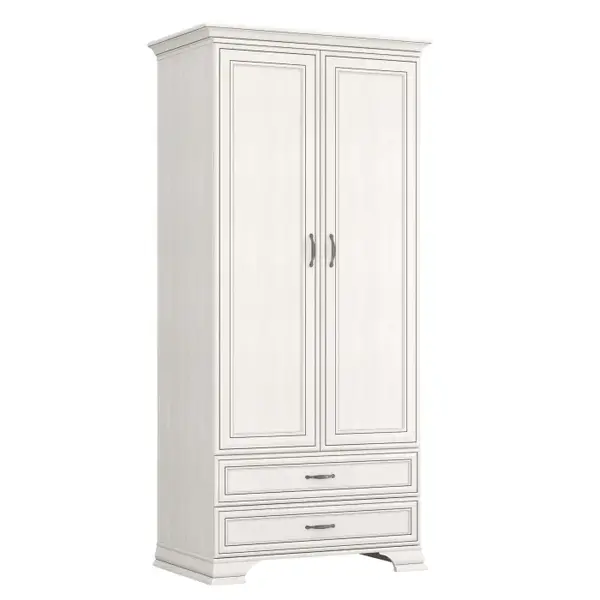 Dulap cu 2 usi si 2 sertare TIFFANY II, cu bara haine, crem fineline, 99x62,4x212,1 cm