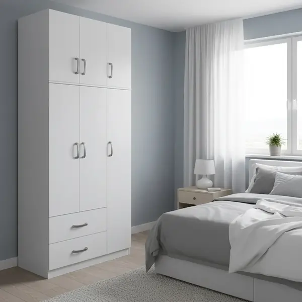 Dulap cu 3 usi, Athos, V4, Alb, 90x42x240 cm