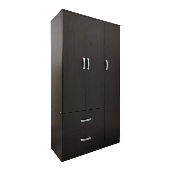 Dulap cu 3 uși și 2 sertare Athos, Lemn, Alb, 90x42x180 cm