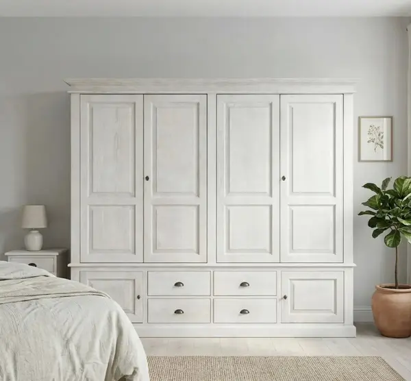 Dulap cu 4+2 usi, 4 sertare cu finisaj Ash White