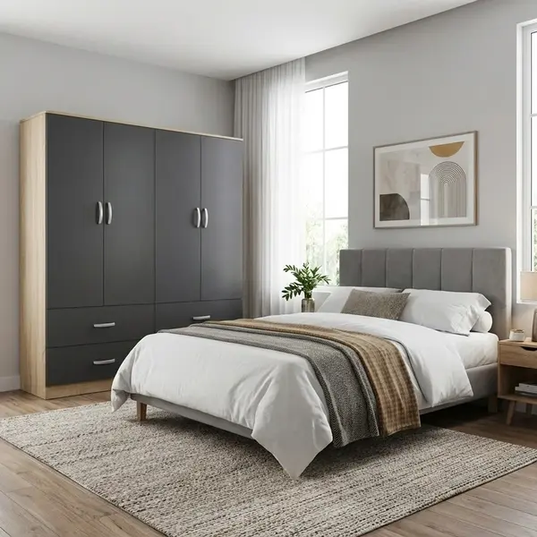 Dulap cu 4 usi, Athos, V14, Antracit, 160x42x180 cm