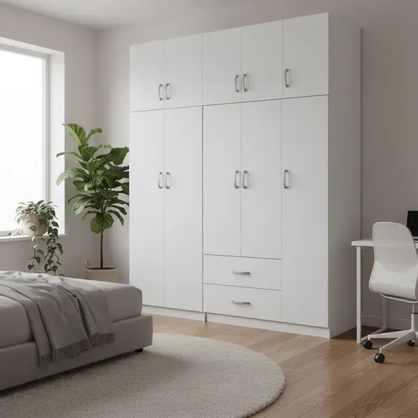 Dulap cu 5 usi, Athos I, V23, Alb, 170x42x240 cm