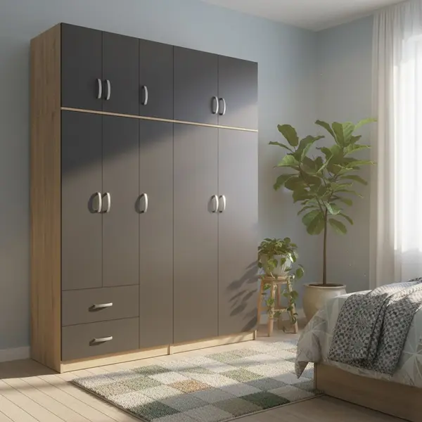 Dulap cu 5 usi, Athos I, V23, Antracit, 170x42x240 cm