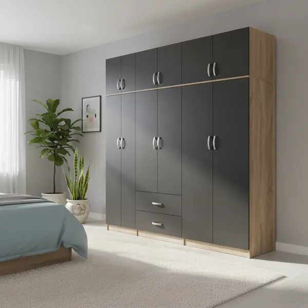 Dulap cu 6 usi, Athos I, V10, Antracit, 240x42x240 cm