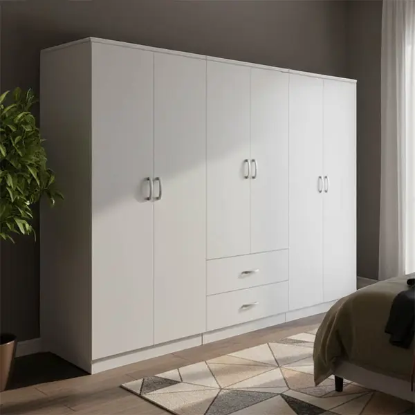 Dulap cu 6 usi, Athos I, V9, Alb, 240x42x180 cm