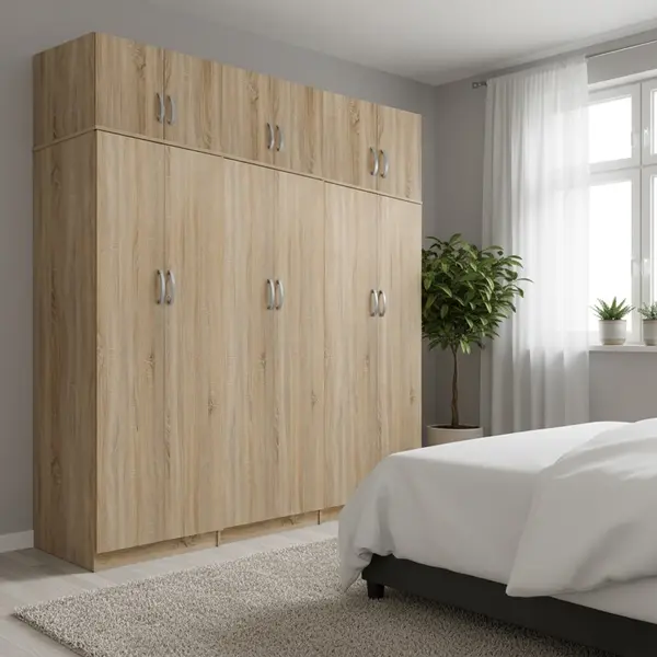 Dulap cu 6 usi, Athos II, V7, Stejar, 240x42x240 cm