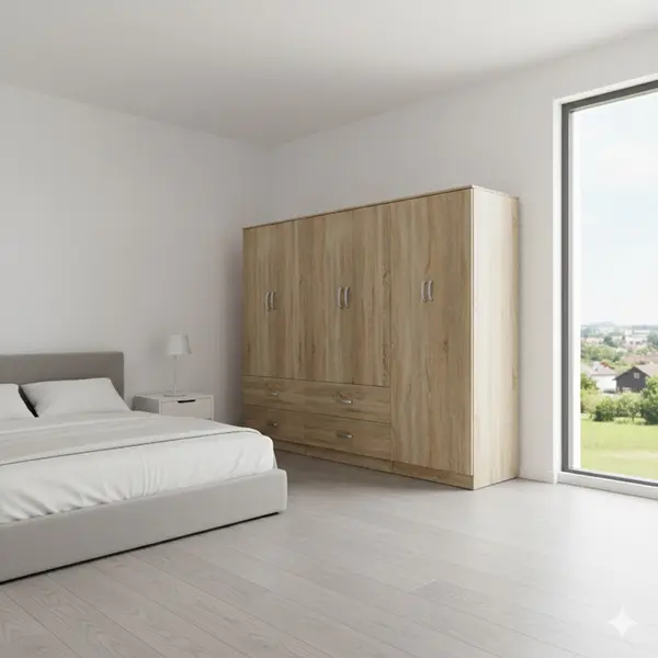 Dulap cu 6 usi, Athos, V4, Stejar, 240x42x180 cm