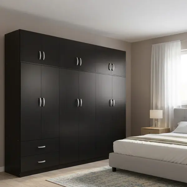 Dulap cu 6 uși și compartiment Lego I, lemn, wenge, 240x42x240 cm