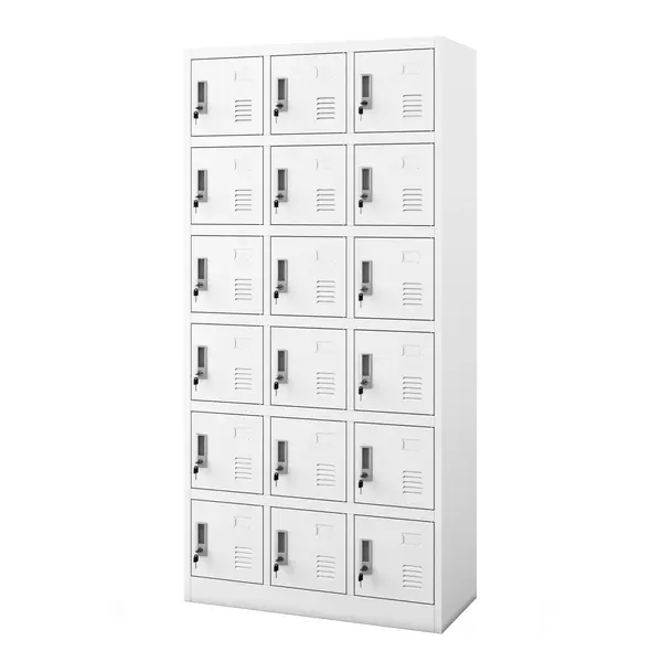Dulap cu compartimente pentru angajati alb: KAROL, 900 x 1850 x 400 mm Dulap pentru angajați cu compartimente alb, 900x1850x400 mm: KAROL