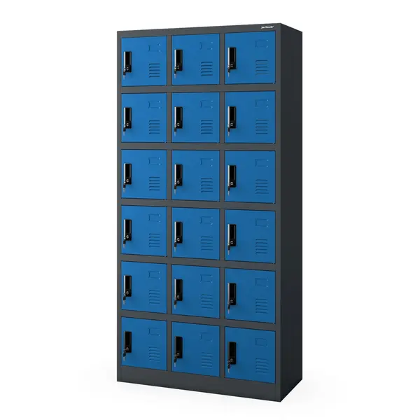 Dulap cu compartimente pentru angajati antracit-albastru: KAROL, 900 x 1850 x 400 mm Dulap pentru angajați cu compartimente antracit-albastru, 900x1850x400 mm: KAROL