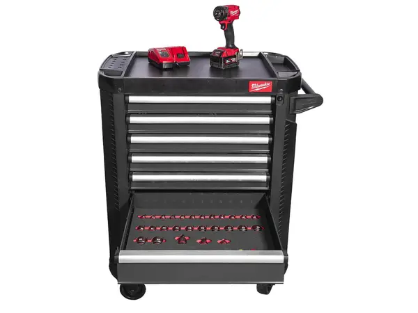 Dulap cu scule intretinere autovehicule Milwaukee Toolguard, 7 sertare, metalic, 78cm, sarcina 45-90kg, roti 125mm, 4932500743