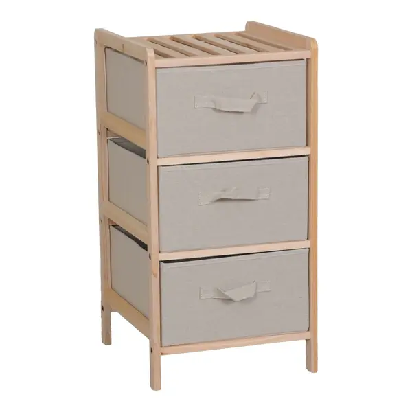 Dulap cu sertare textile, Wolen, Natural, 34.5x36.5x67 cm