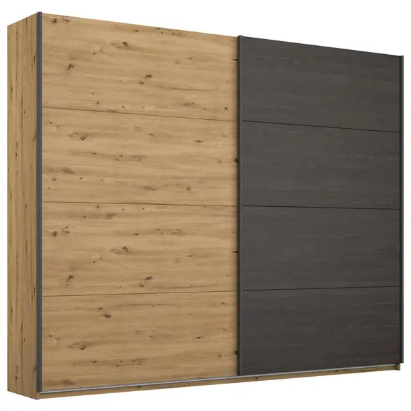 Dulap Cu Uși Culisante, 226/210/62 cm, negru, stejar Artisan