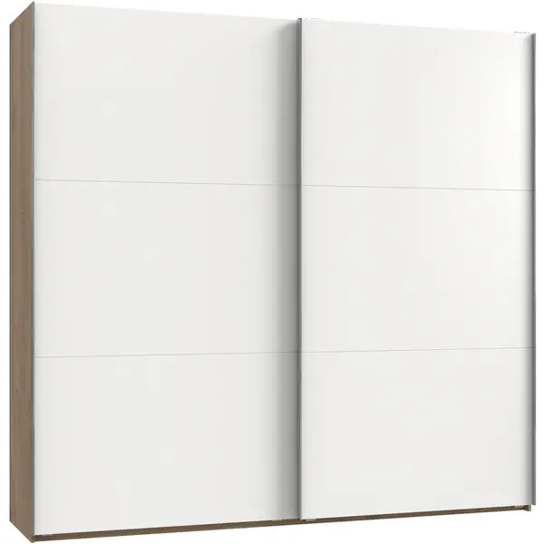 Dulap Cu Uși Culisante, 250/236/65 cm, culoare aluminiu, alb, culoare lemn stejar