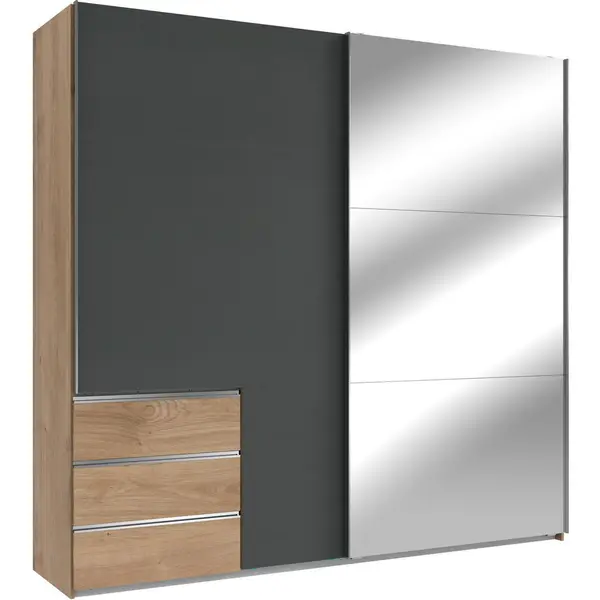 Dulap Cu Uși Culisante, 250/236/65 cm, grafit, culoare lemn stejar
