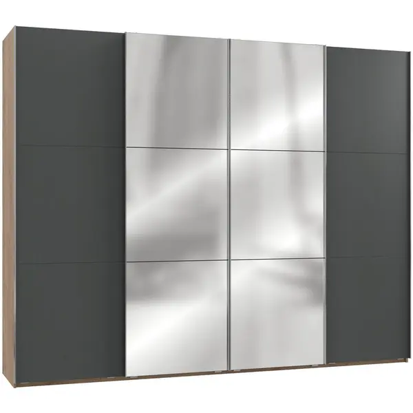 Dulap Cu Uși Culisante, 300/236/65 cm, grafit, culoare lemn stejar