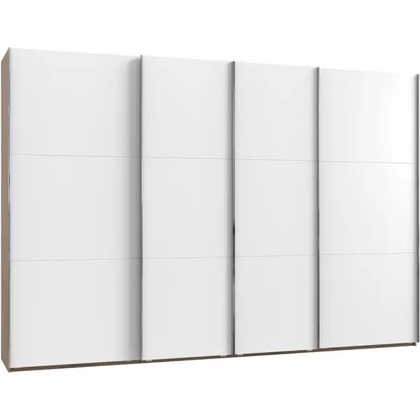 Dulap Cu Uși Culisante, 350/236/65 cm, culoare lemn stejar, culoare aluminiu, alb