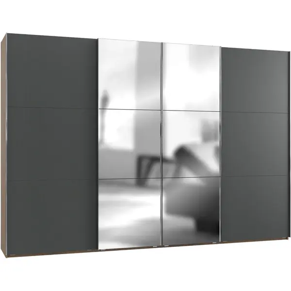 Dulap Cu Uși Culisante, 350/236/65 cm, grafit, culoare lemn stejar