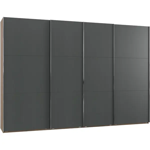 Dulap Cu Uși Culisante, 350/236/65 cm, grafit, culoare lemn stejar