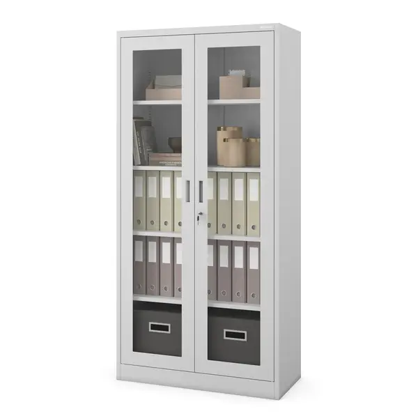 Dulap cu usi din sticla AMELIA, 900 x 1850 x 400 mm, gri Dulap cu uși din sticlă AMELIA, 900 x 1850 x 400 mm, gri