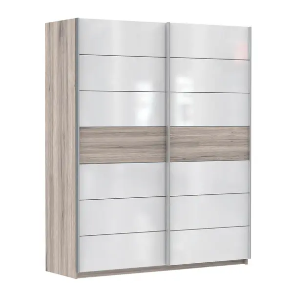 Dulap Cu Uși Glisante, 170,3/209,7/61,2 cm, culoare lemn stejar, alb lucios intens