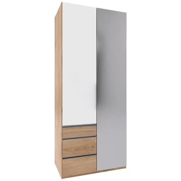 Dulap Cu Uși Rotative, 100/216/58 cm, alb, scânduri de stejar