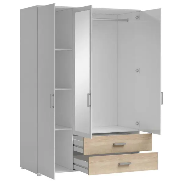 Dulap Cu Uși Rotative, 125/190/51 cm, alb, stejar Sonoma