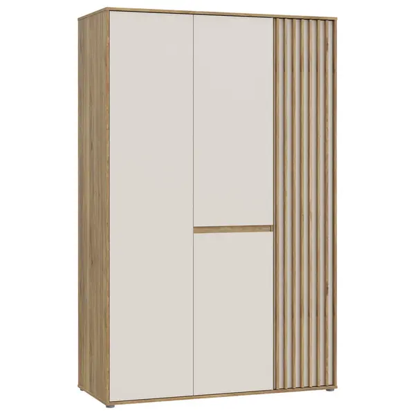 Dulap Cu Uși Rotative, 128,7/200/54 cm, culoare lemn stejar, nisipiu