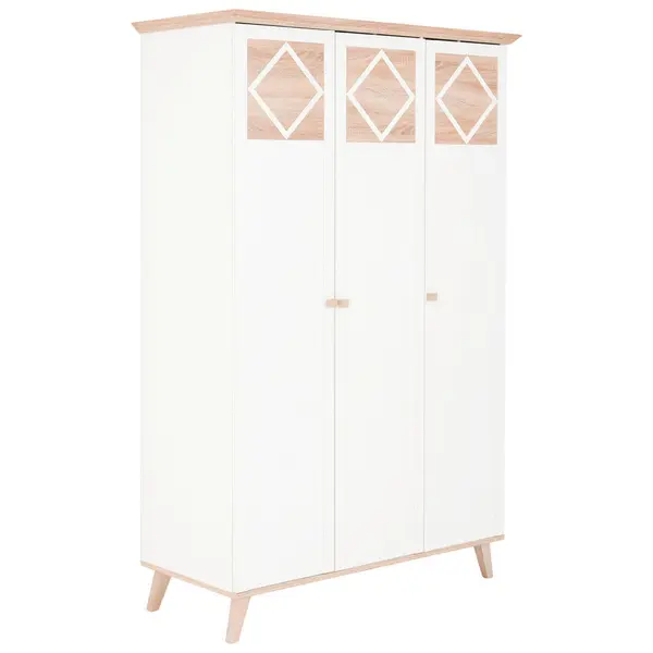 Dulap Cu Uși Rotative, 133/204/59 cm, alb, culoare lemn stejar