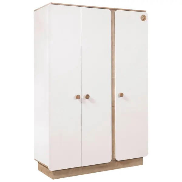 Dulap Cu Uși Rotative, 136/195/56 cm, alb, culoare lemn stejar