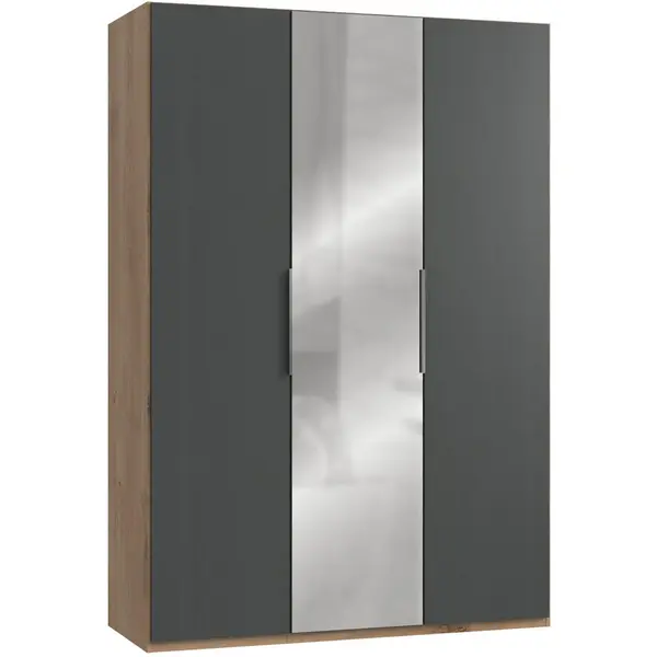 Dulap Cu Uși Rotative, 150/216/58 cm, grafit, culoare lemn stejar