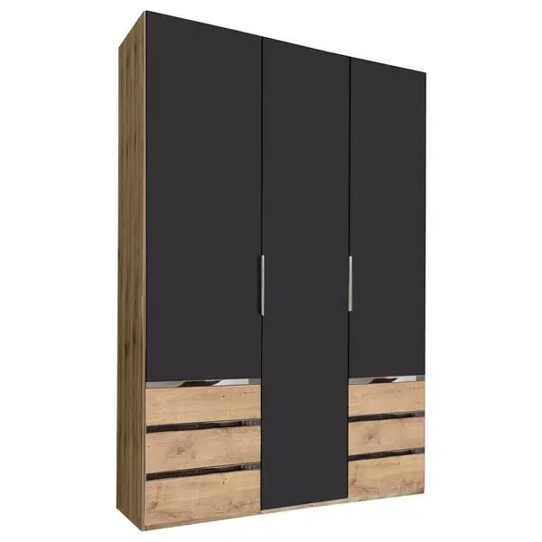 Dulap Cu Uși Rotative, 150/216/58 cm, grafit, culoare lemn stejar
