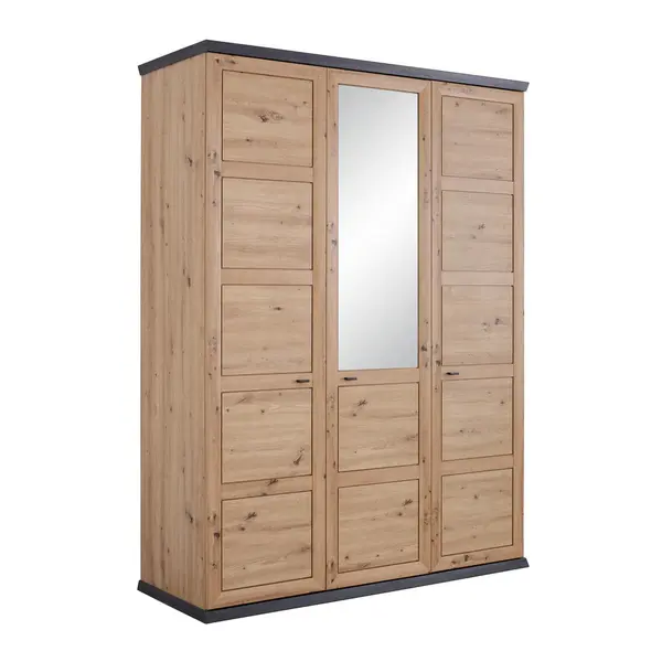 Dulap Cu Uși Rotative, 154/209/60 cm, gri închis, stejar Artisan