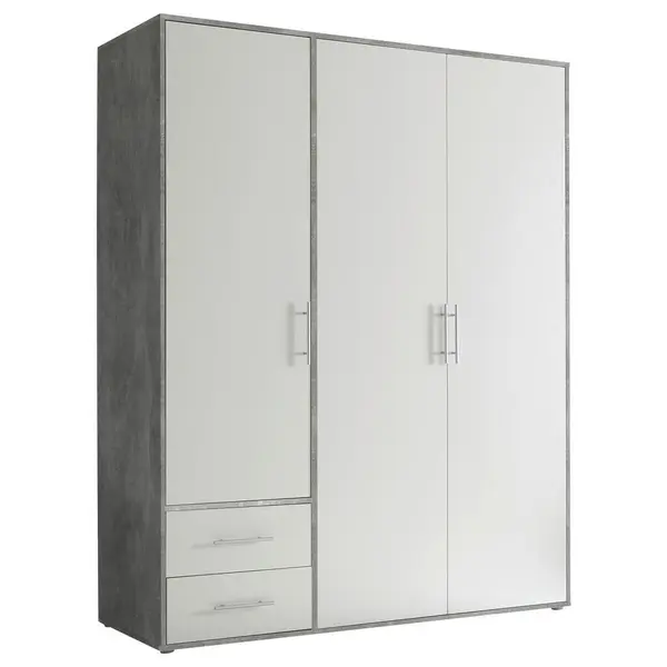 Dulap Cu Uși Rotative, 155/195/60 cm, alb, gri deschis