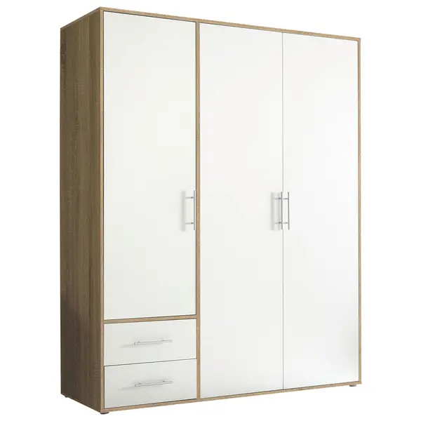 Dulap Cu Uși Rotative, 155/195/60 cm, alb, stejar Sonoma