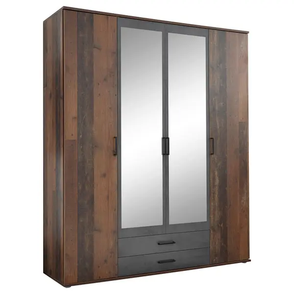 Dulap Cu Uși Rotative, 159/196/53,5 cm, culoare lemn acacia, ardeziu