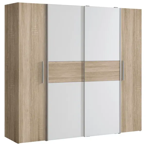 Dulap Cu Uși Rotative, 200,1/190,5/61,6 cm, alb, stejar Sonoma